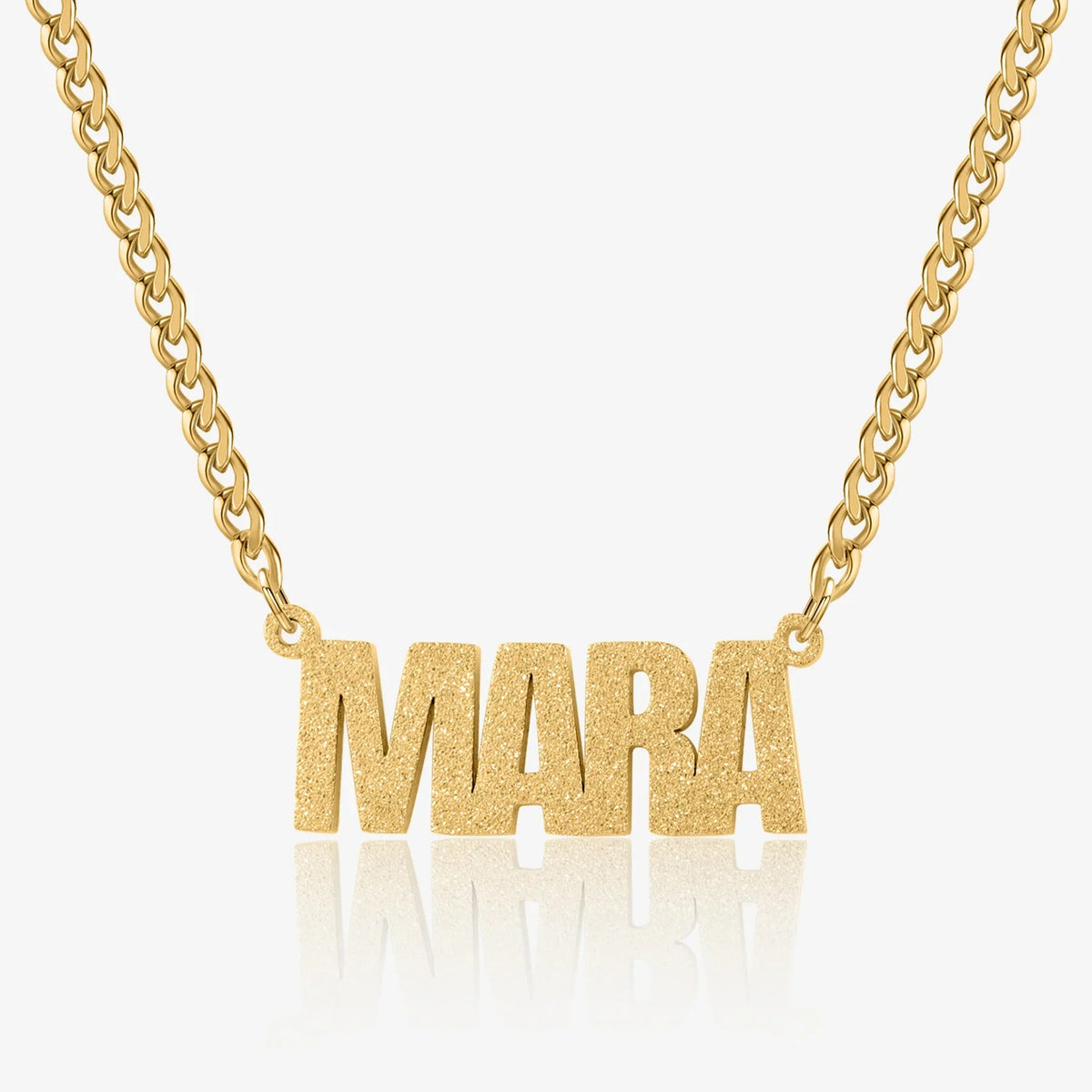 Diamond Cut Block Name Necklace