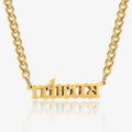 Thick Gothic Nameplate Necklace w/ Cuban Chain