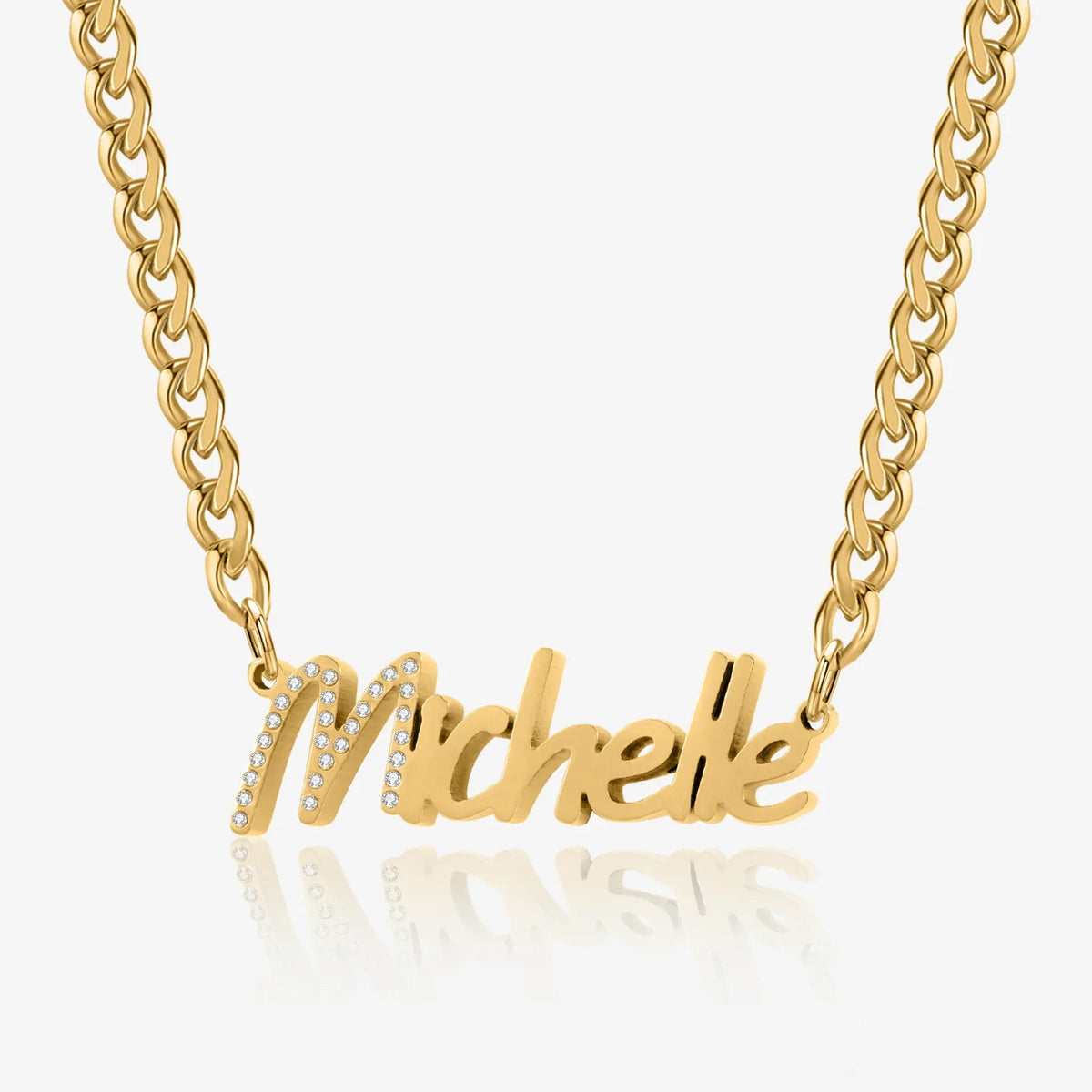 Thick Nameplate Necklace w/ Cuban Chain