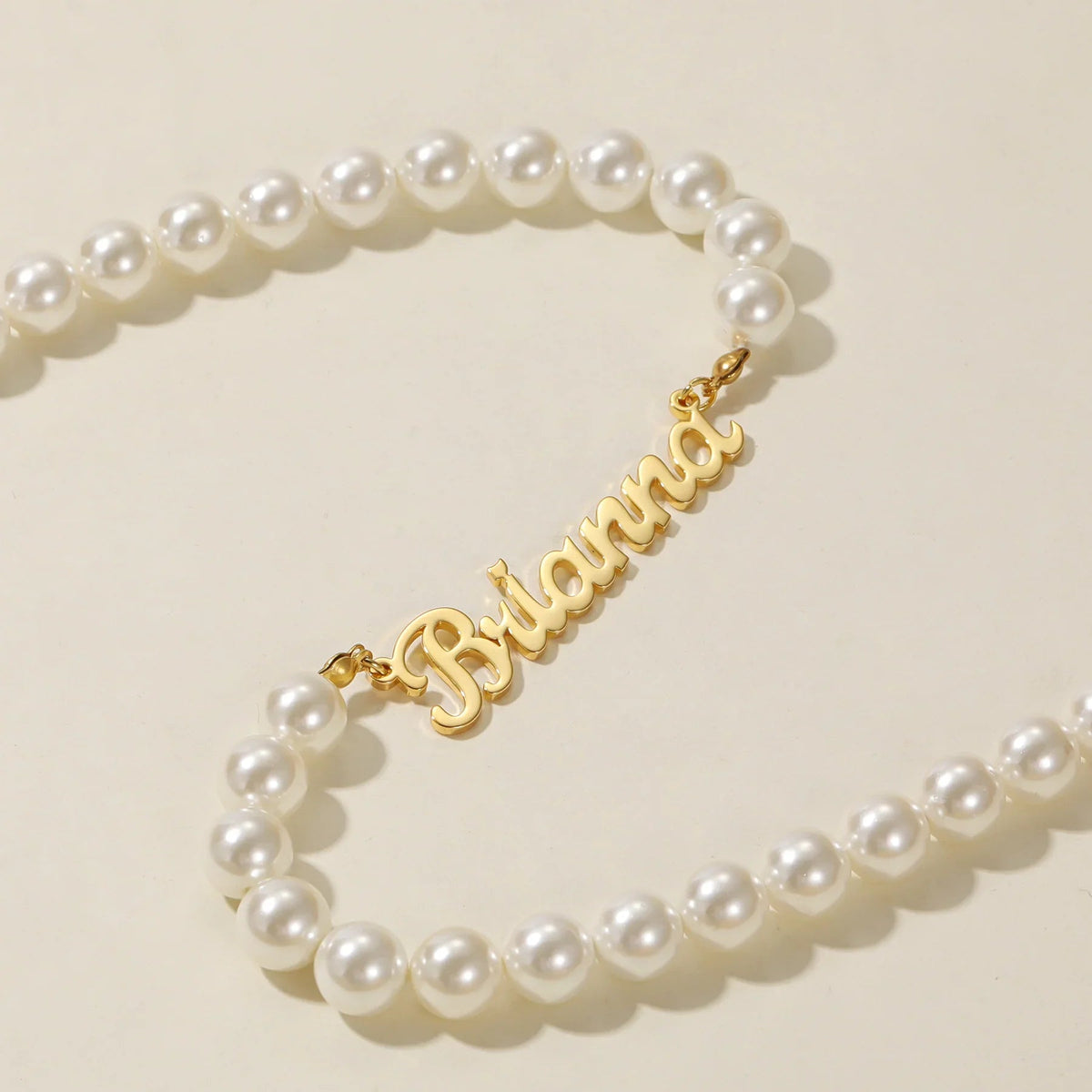Custom Name Necklace w/ Pearl Chain