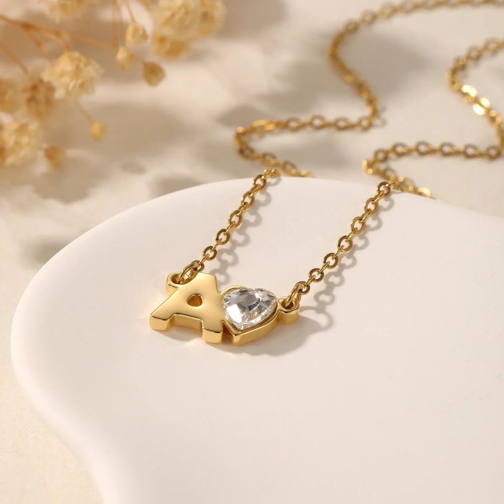 Initial Heart Birthstone Necklace