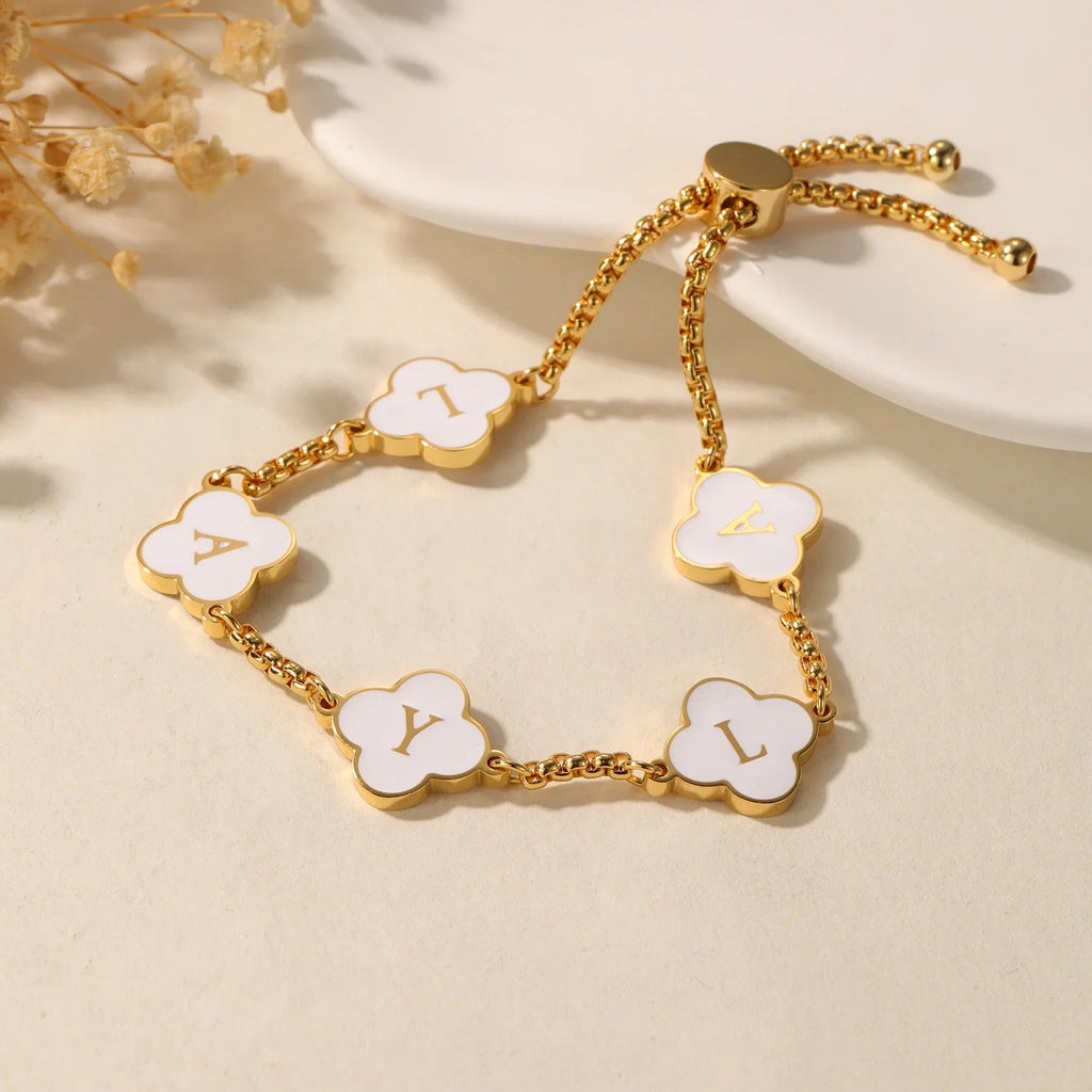 White Clover Letters Bracelet