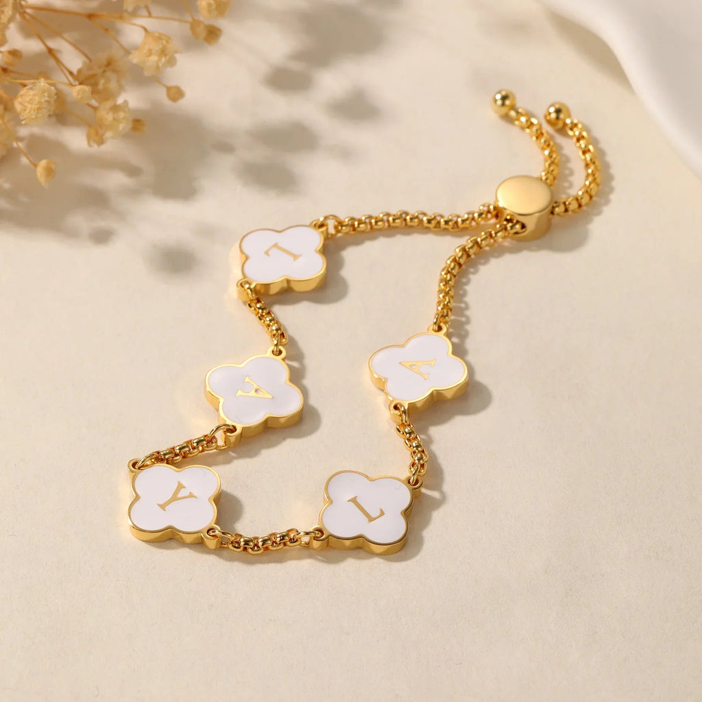 White Clover Letters Bracelet