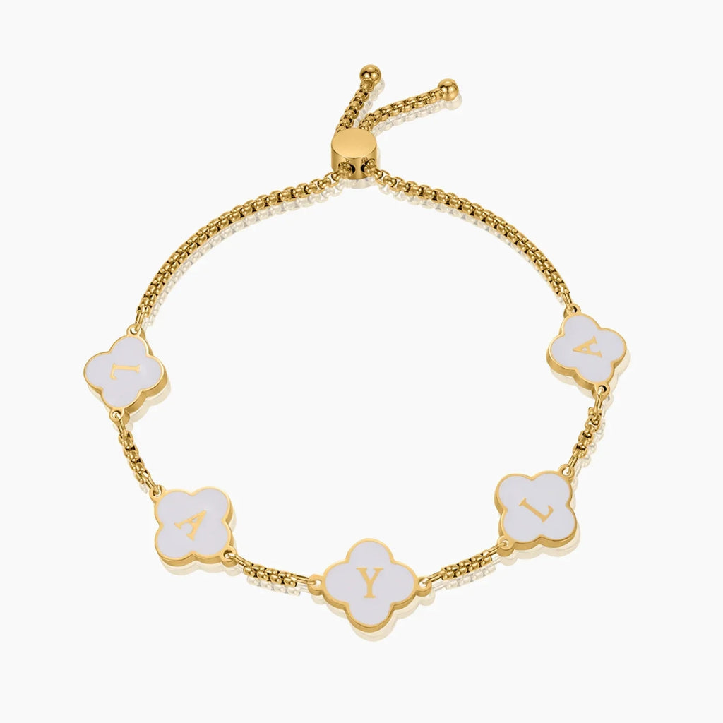 White Clover Letters Bracelet
