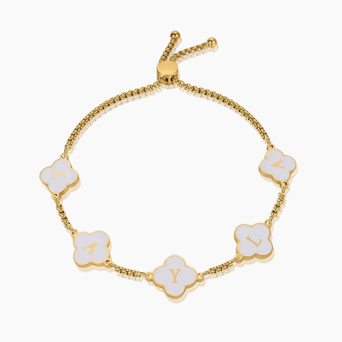 White Clover Letters Bracelet