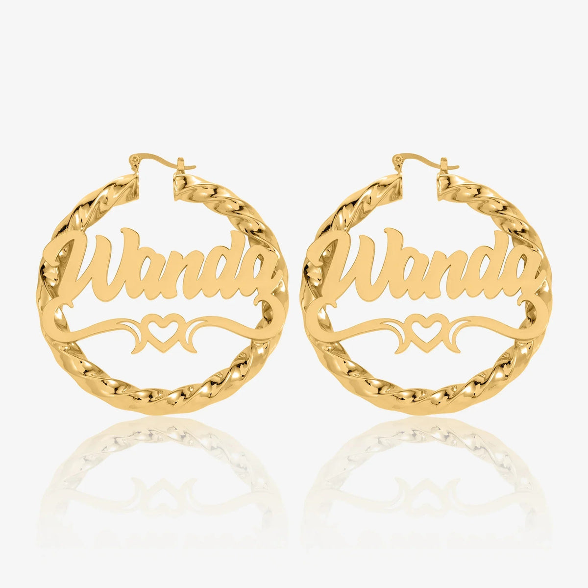 Heart Twist Name Hoop Earrings