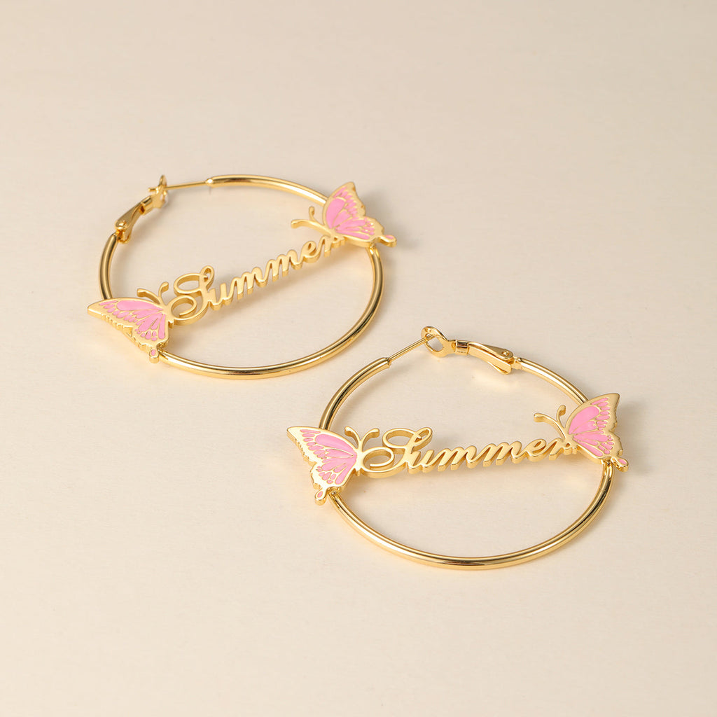 Kids Butterfly Name Hoops
