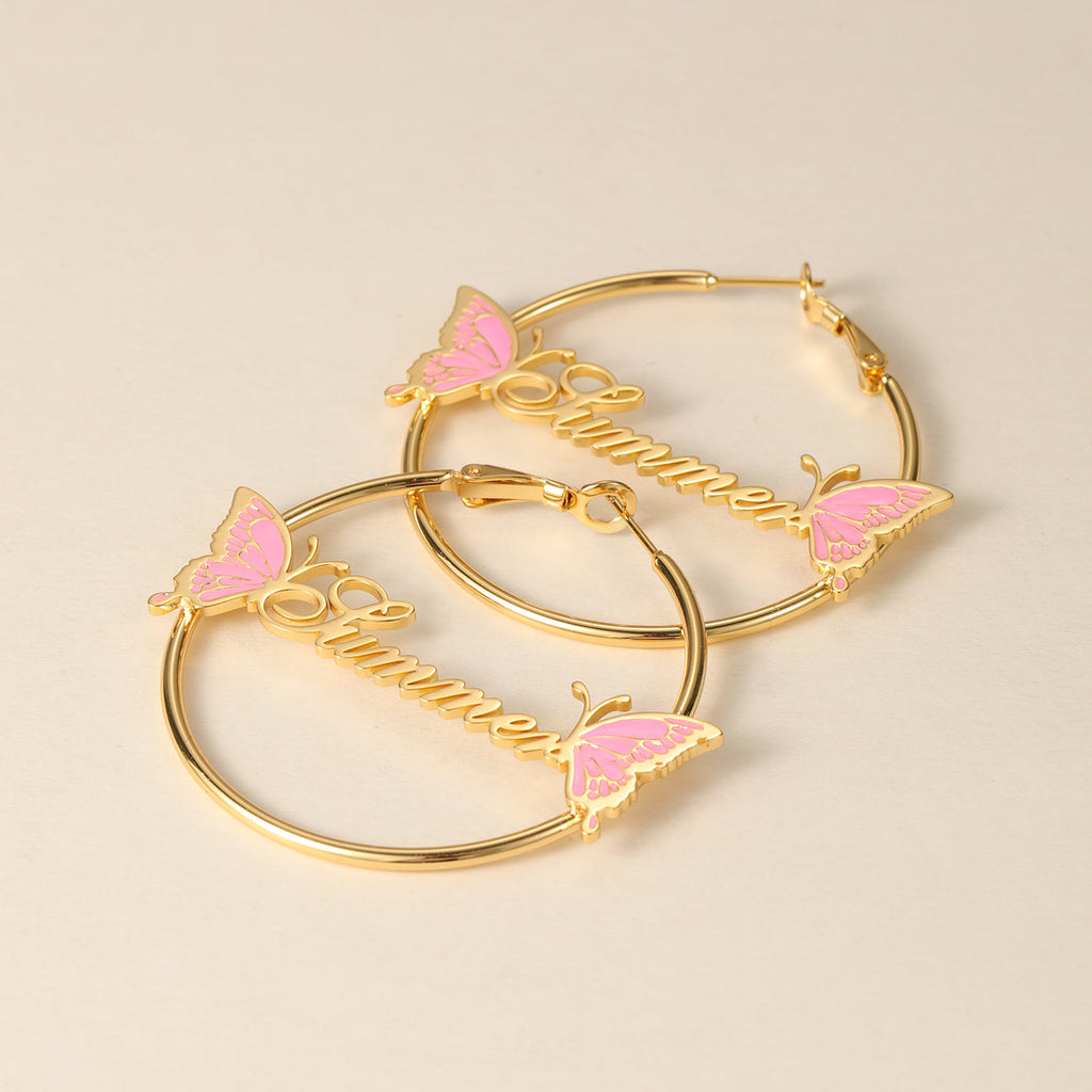 Kids Butterfly Name Hoops