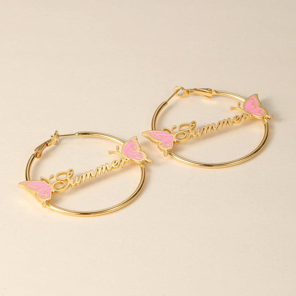 Kids Butterfly Name Hoops