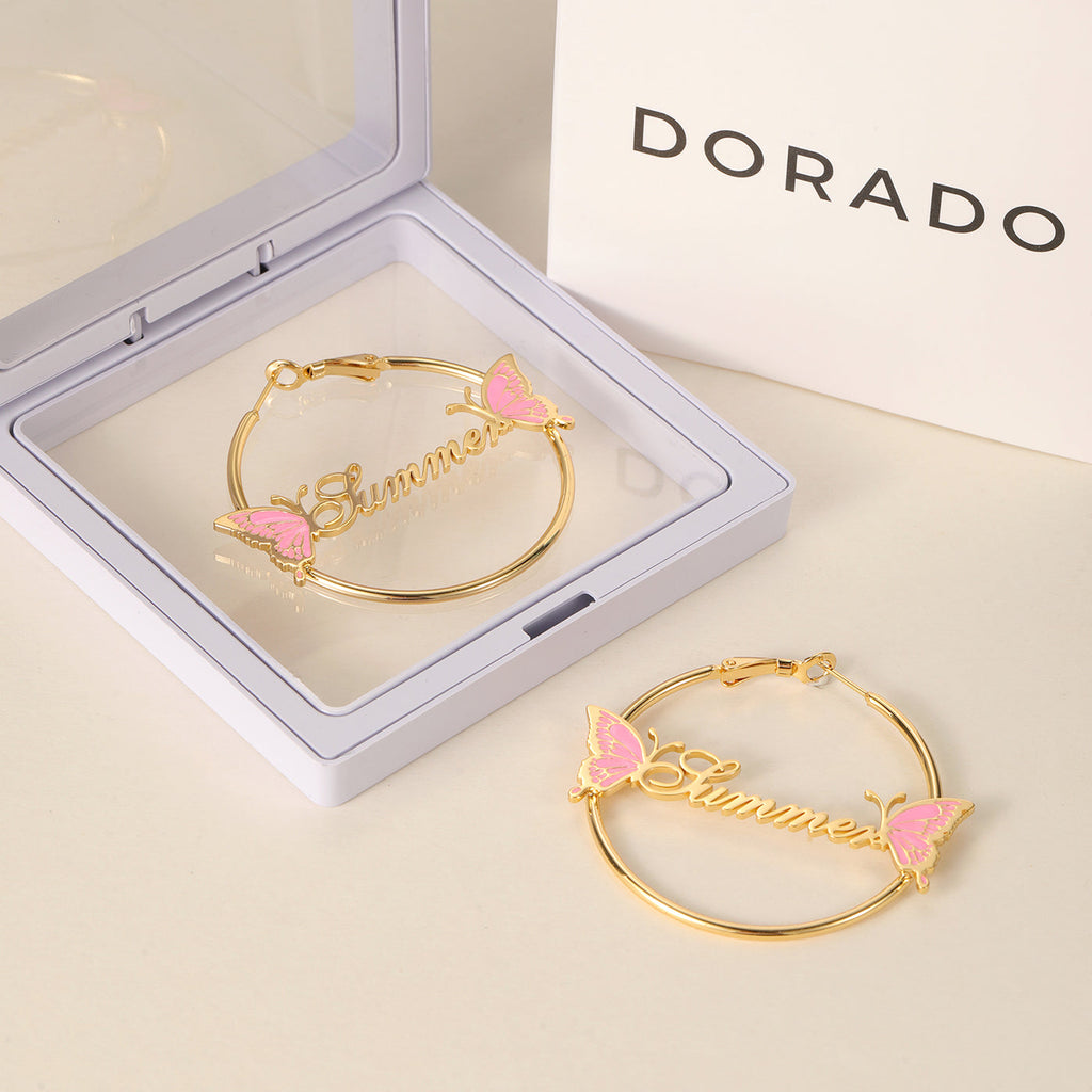 Kids Butterfly Name Hoops