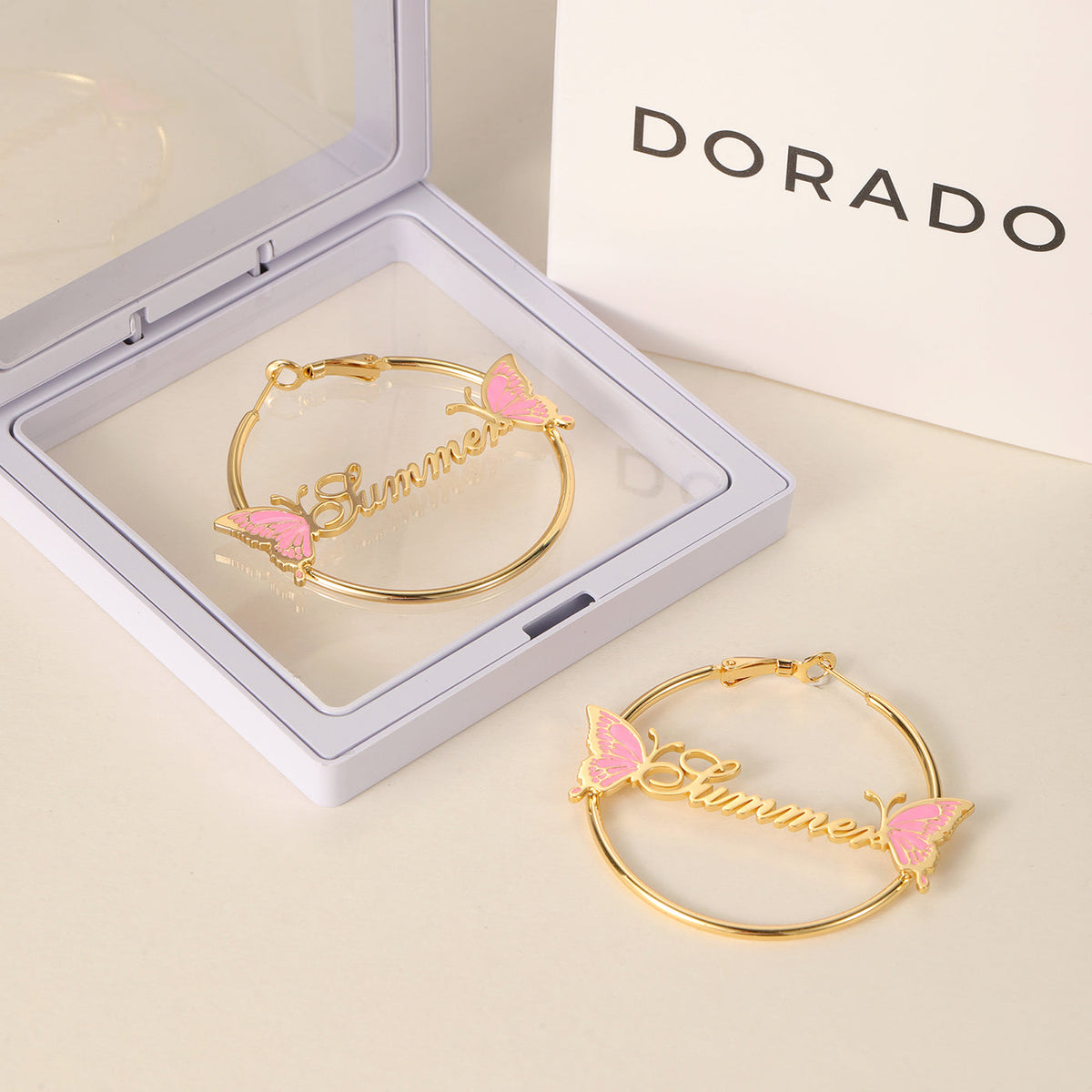 Kids Butterfly Name Hoops