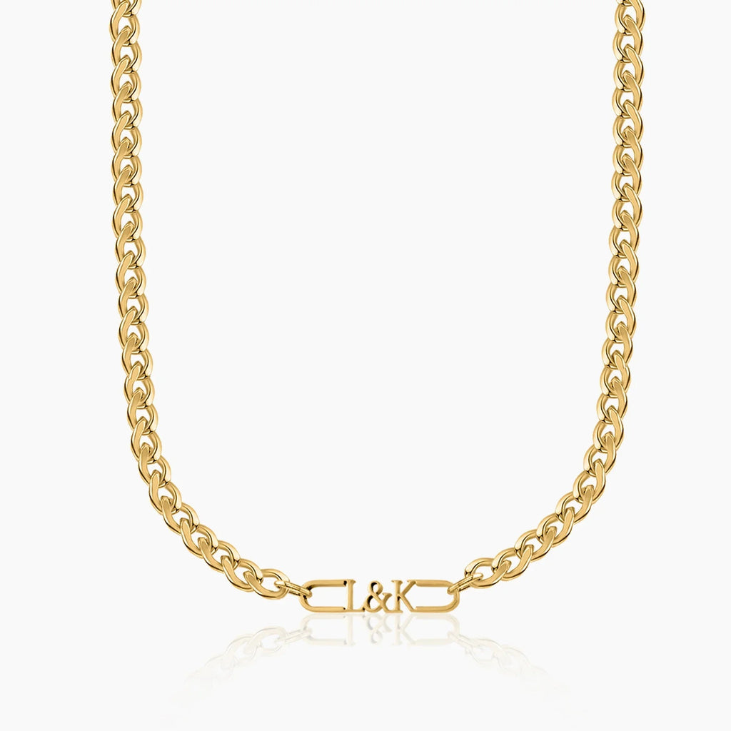Mens Initial Tag Necklace w/ Cuban Chain