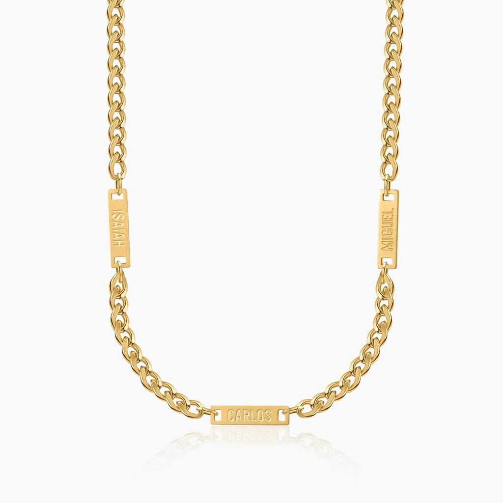 Mens Multi Name Necklace w/ Cuban Chain