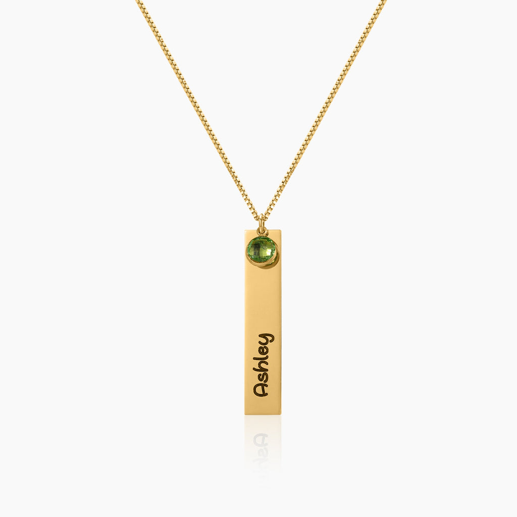 Kids Engraved Bar Birthstone Necklace