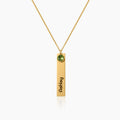 Kids Engraved Bar Birthstone Necklace