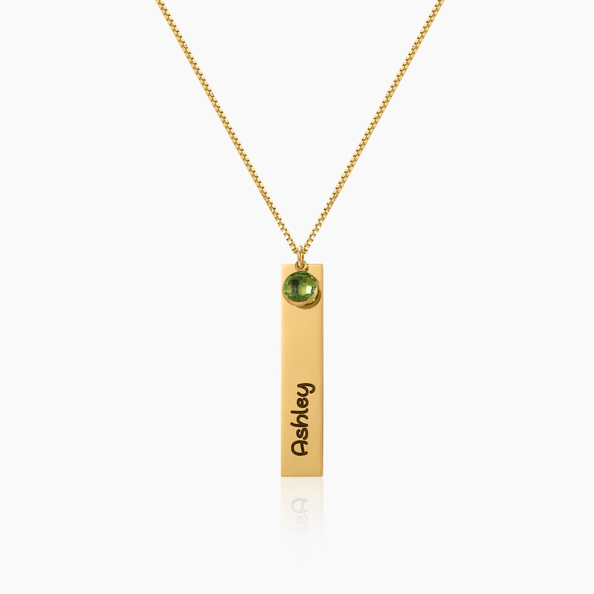 Kids Engraved Bar Birthstone Necklace