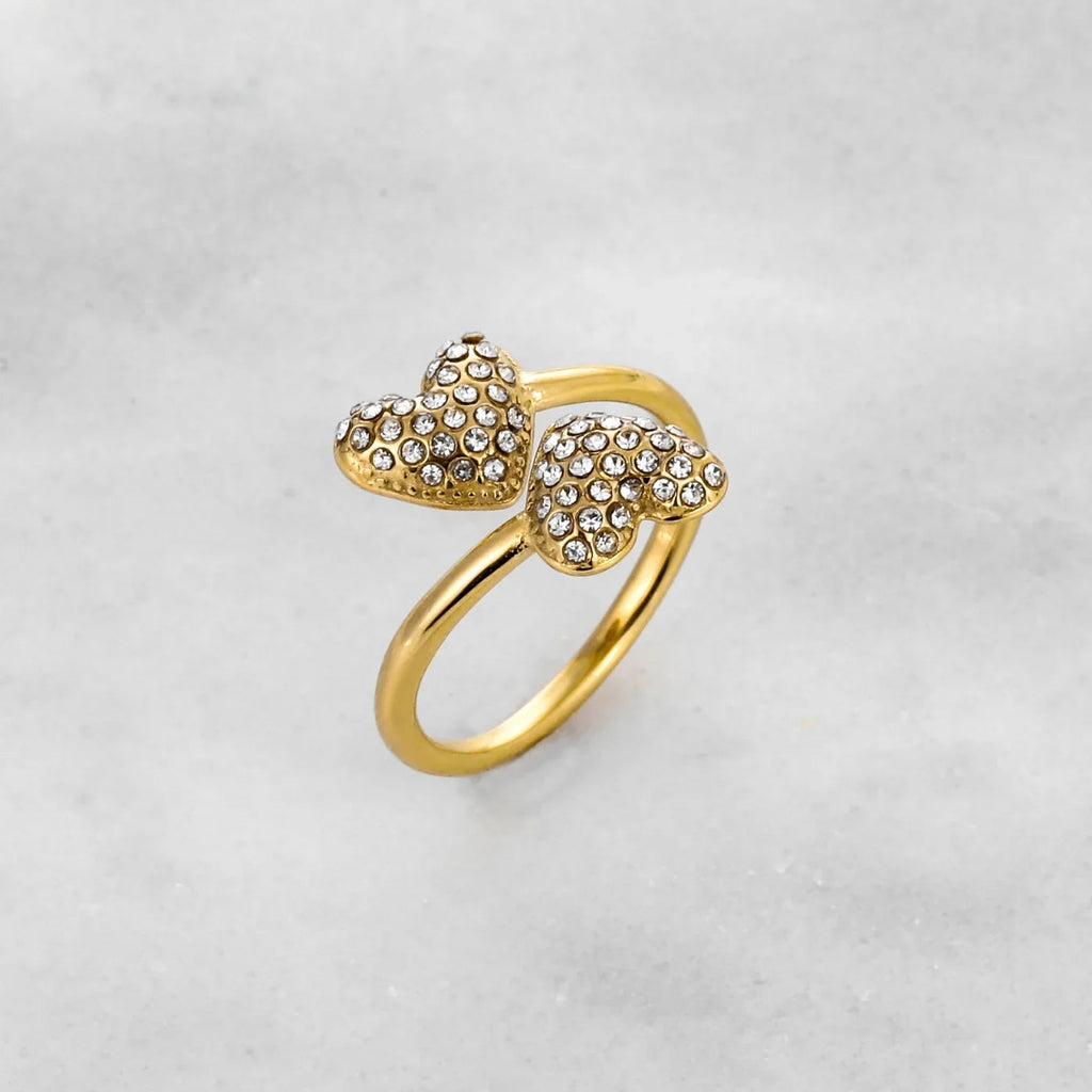 Open Iced Heart Ring