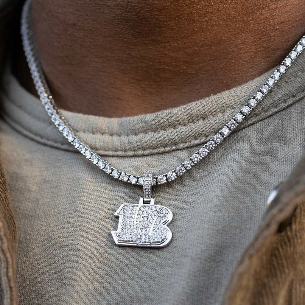 Cincinnati Bengals Official NFL Micro Logo Pendant - White Gold