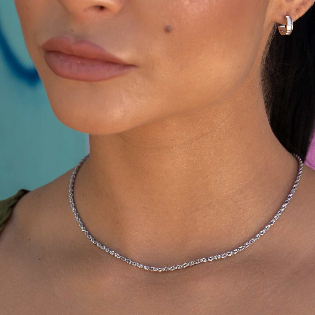 GLD Rope Necklace in White Gold - 2mm