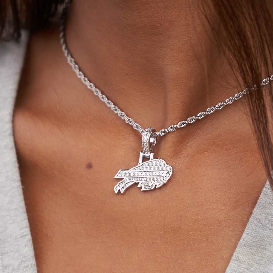 Buffalo Bills Official NFL Micro Logo Pendant - White Gold