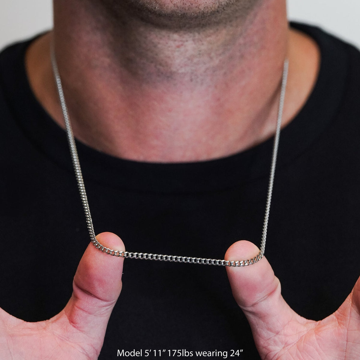 3mm Cuban Link Chain Necklace - Stainless Steel