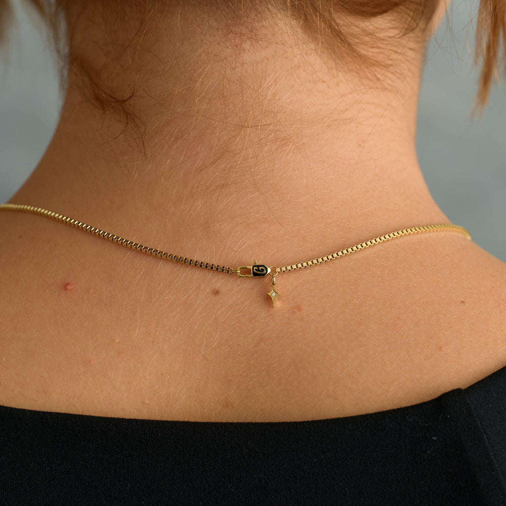 Micro Box Necklace in Yellow Gold - 1.5mm