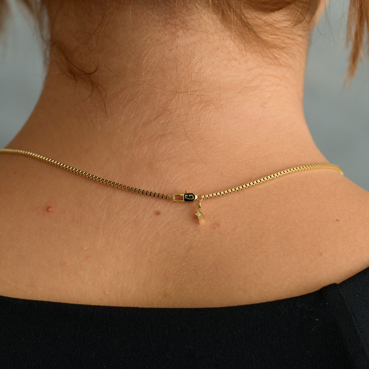 Micro Box Necklace in Yellow Gold - 1.5mm
