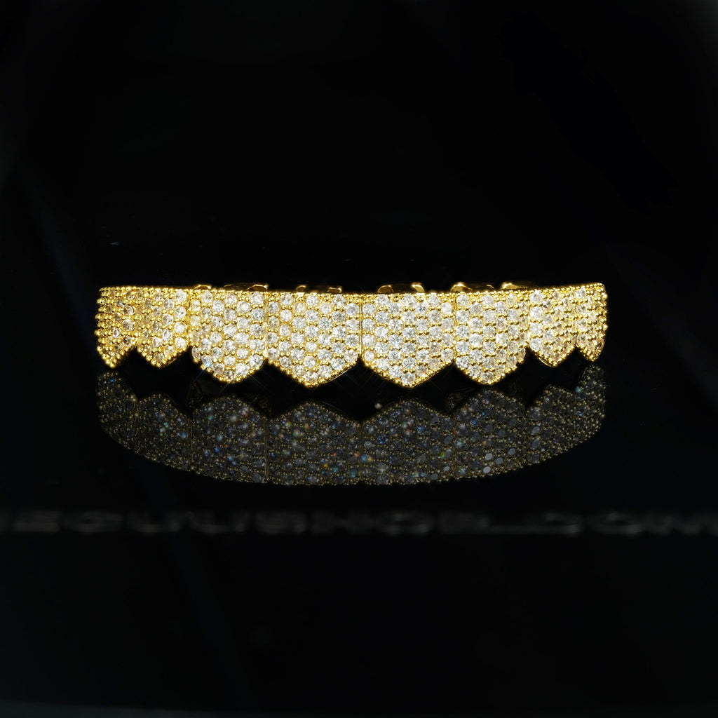Yellow Gold-Plated Grillz Bar Iced Edition