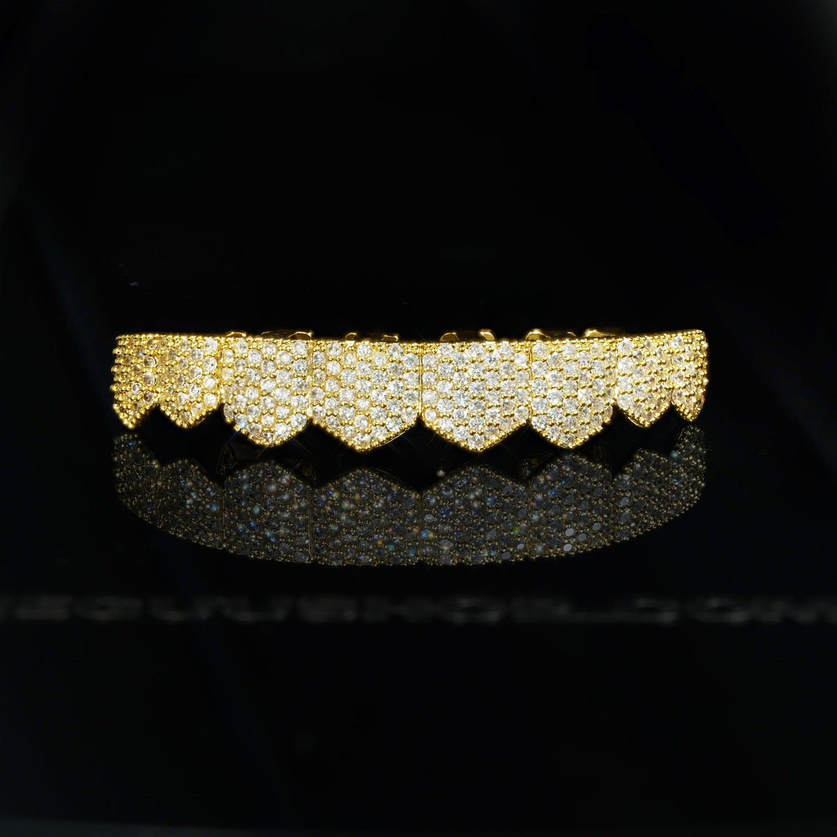 Yellow Gold-Plated Grillz Bar Iced Edition