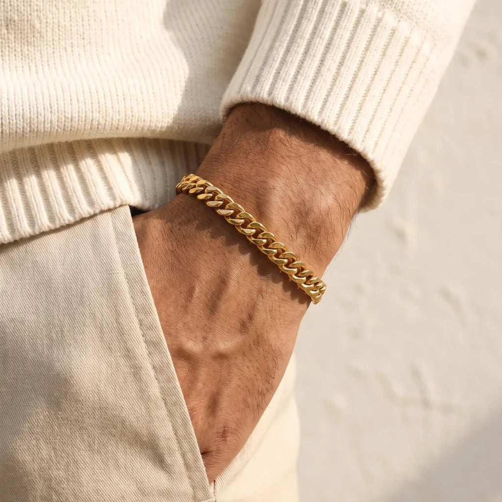 Frosted Watch + Gold Cuban Set