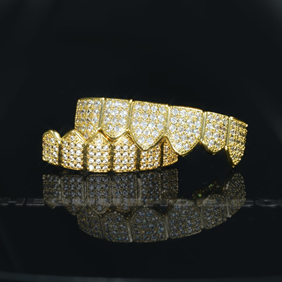 CZ Grillz Bar Iced Edition In Yellow Gold-Plated