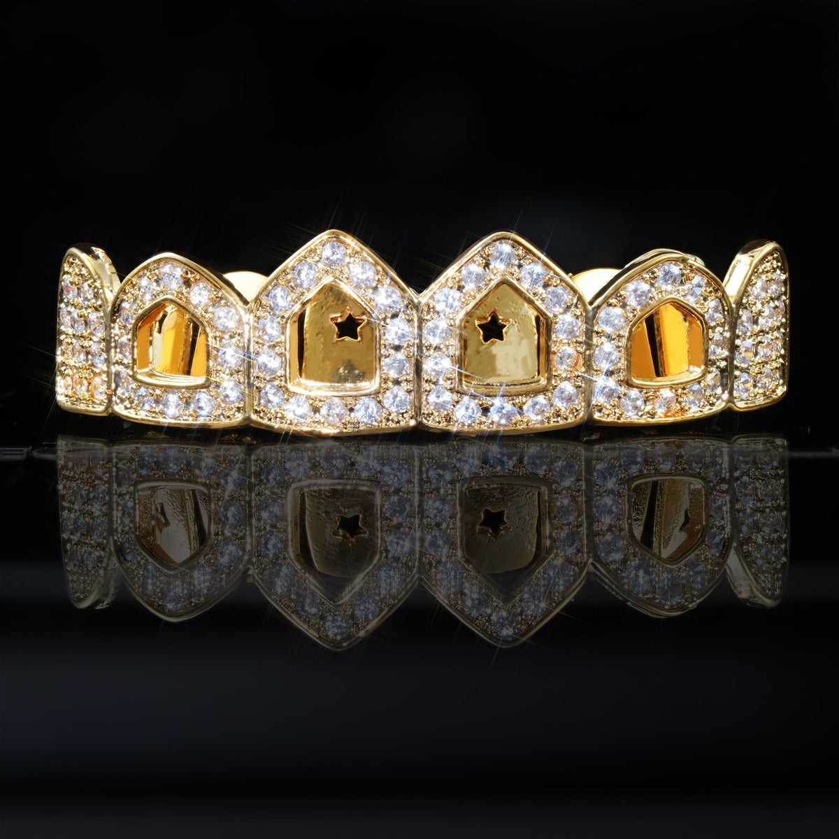 Hip Hop  Hollow CZ Grillz Bar Iced Edition