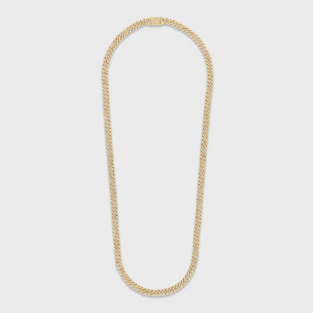 Women's Iced Micro Prong Cuban Chain (Gold) - 6mm