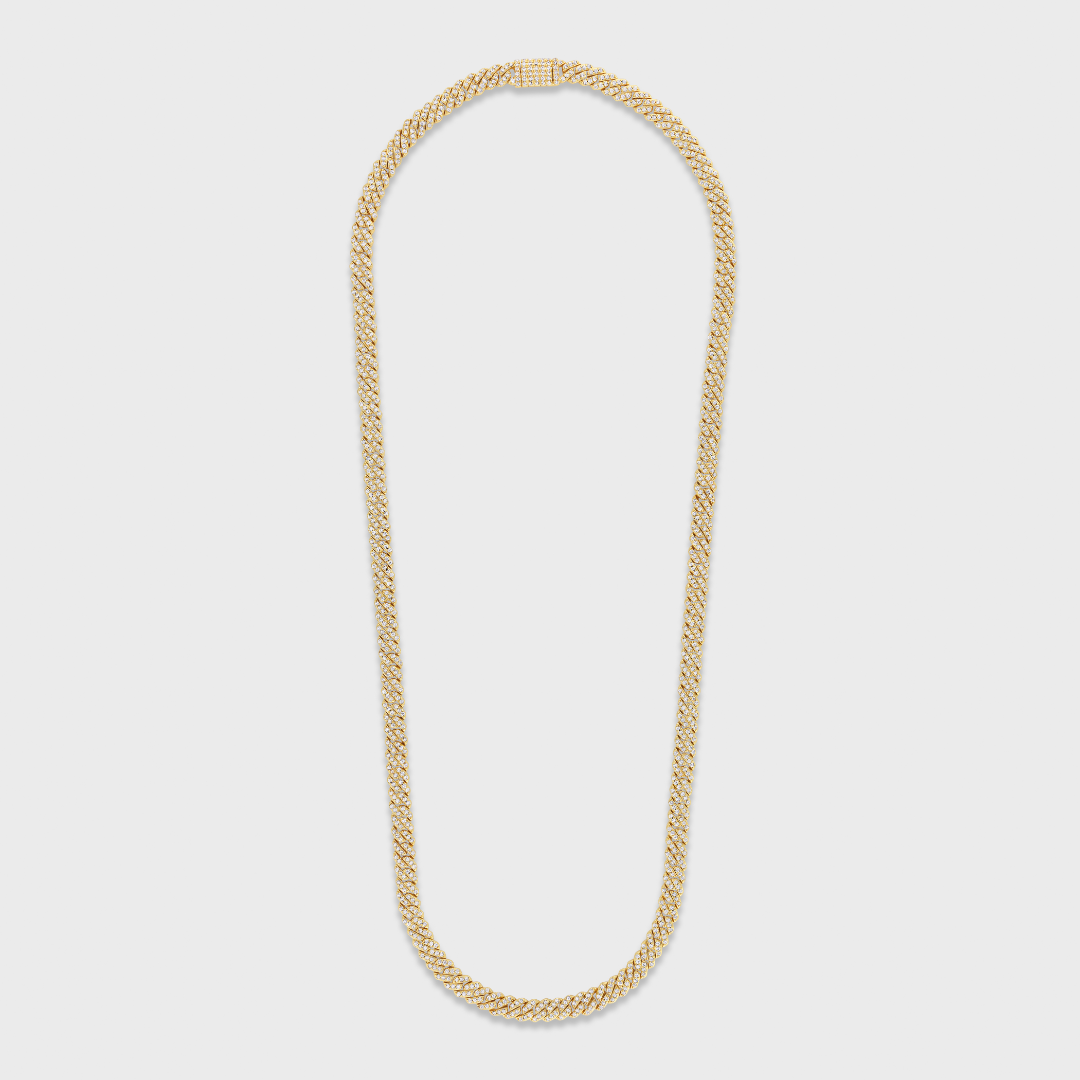 Women's Iced Micro Prong Cuban Chain (Gold) - 6mm