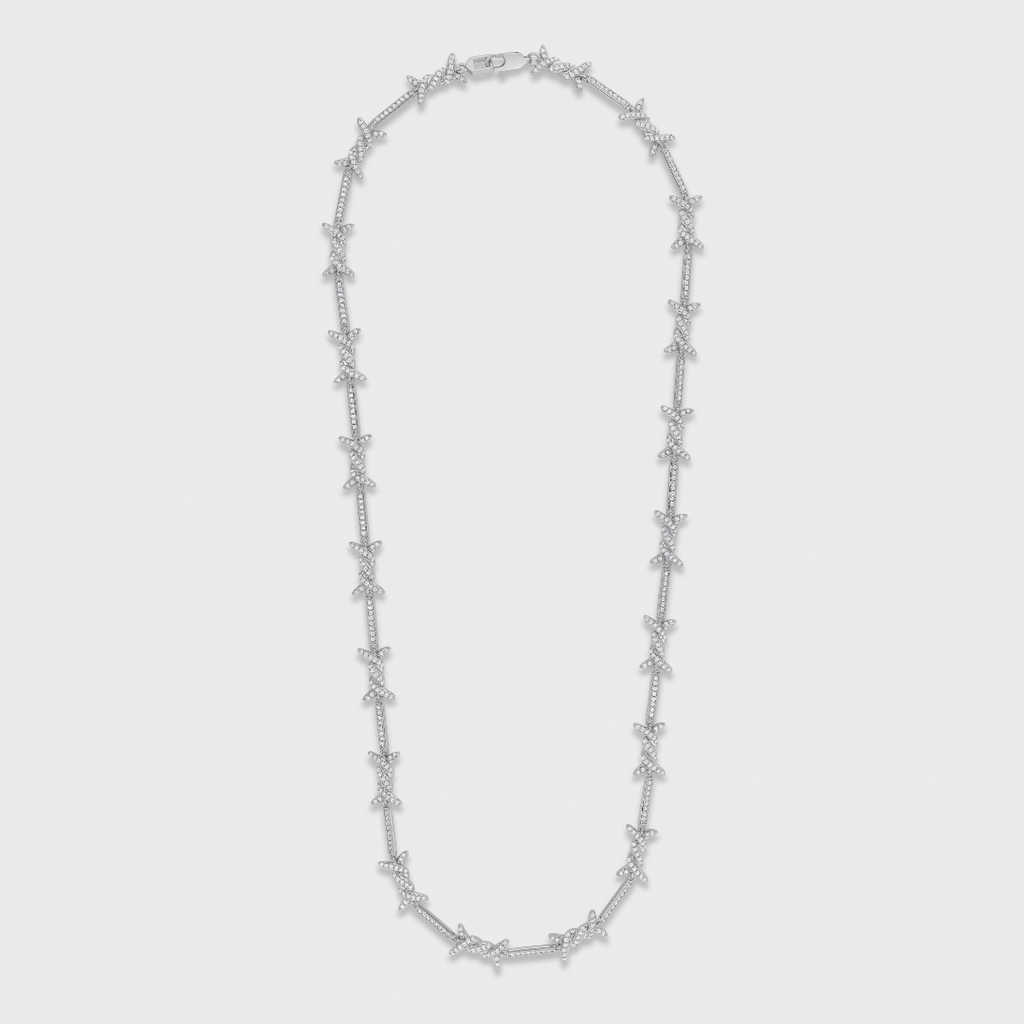 Iced Barbed Wire Chain (Silver) - 6mm