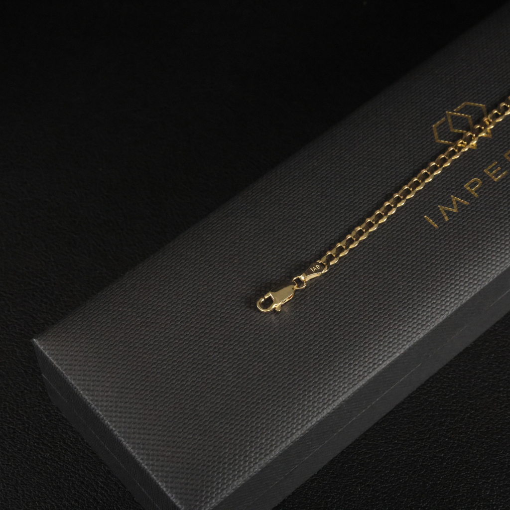 Solid Gold Italian Curb Link Bracelet - 3mm