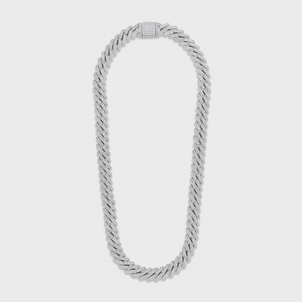 Iced Prong Cuban Chain (Silver) - 12mm