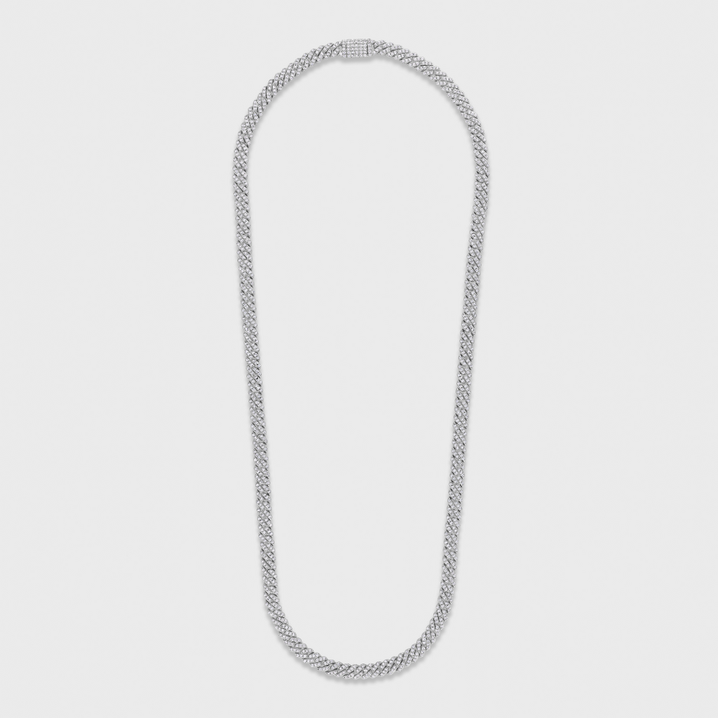 Iced Micro Prong Cuban Chain (Silver) - 6mm