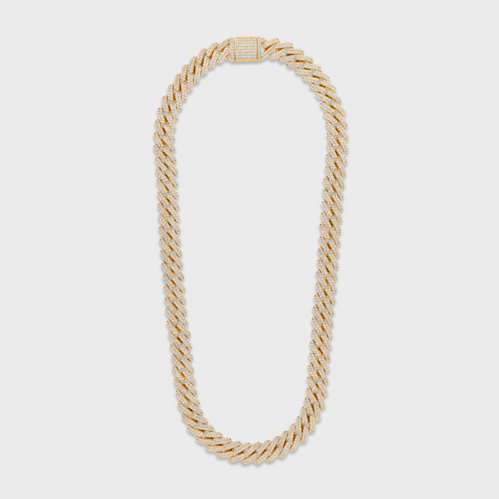 Iced Prong Cuban Chain (Gold) - 12mm
