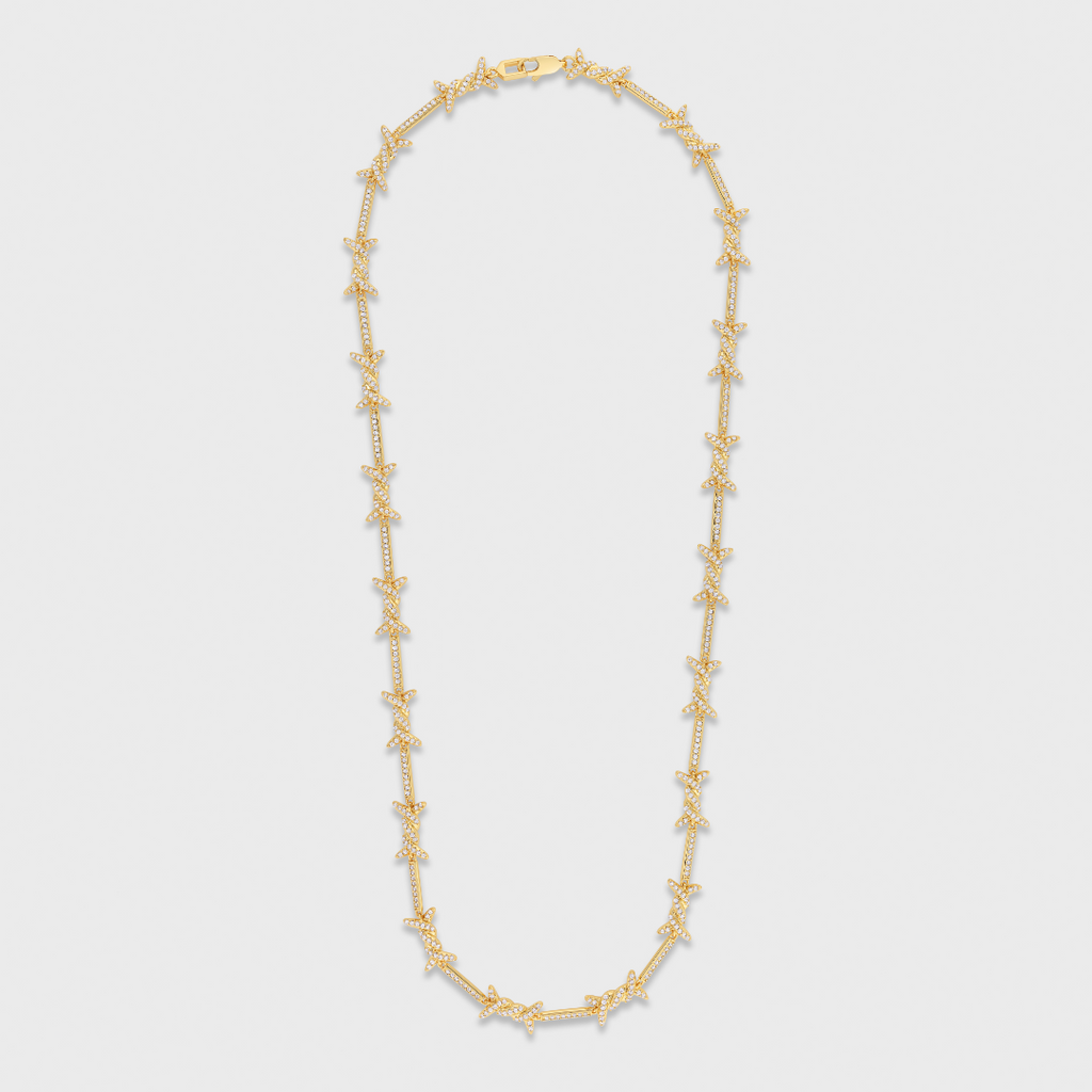Iced Barbed Wire Chain (Gold) - 6mm