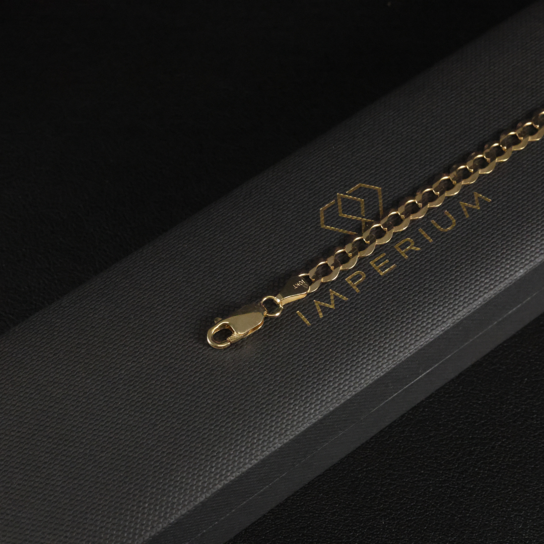 Solid Gold Italian Curb Link Bracelet - 6mm