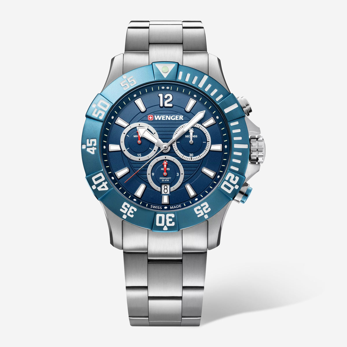 WENGER Swiss Army Men's 01.0643.119 Seaforce Blue Dial Chronograph Watch 43mm