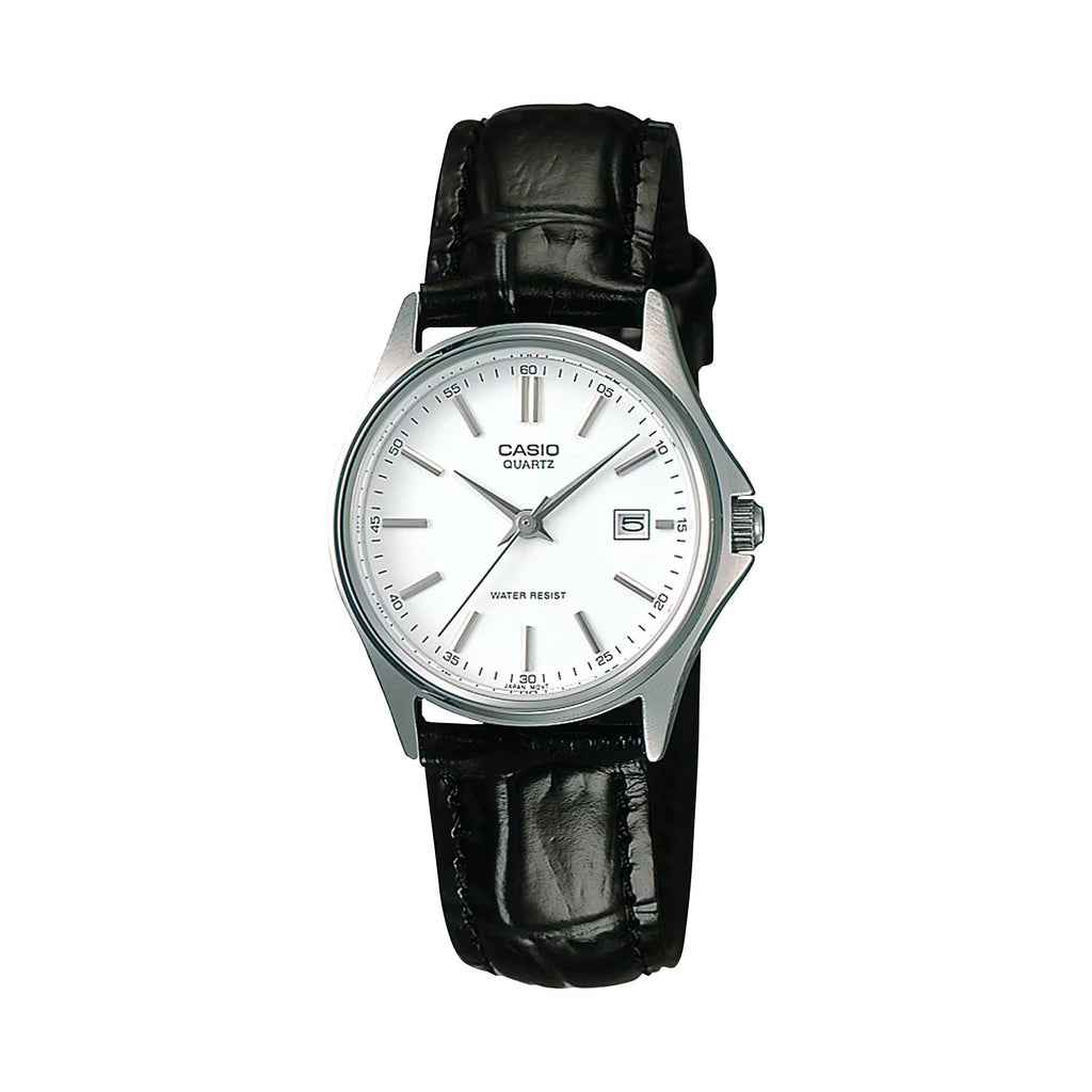 Casio Women’s Black Leather Band Silver Dial Analog Watch - LTP-1183E-7A