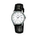Casio Women’s Black Leather Band Silver Dial Analog Watch - LTP-1183E-7A