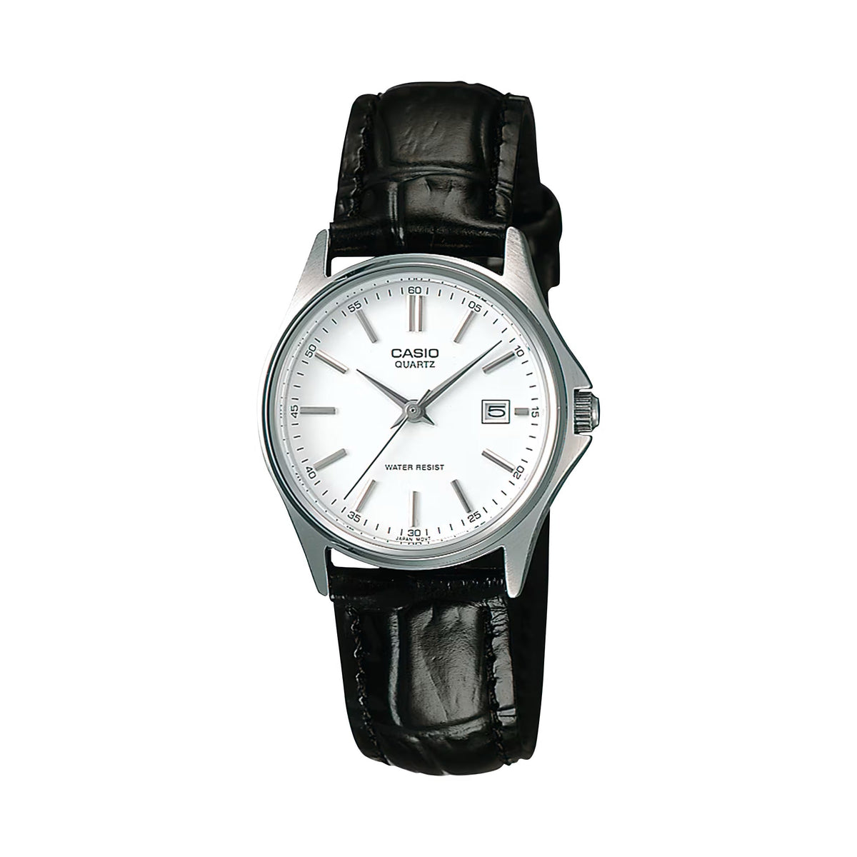 Casio Women’s Black Leather Band Silver Dial Analog Watch - LTP-1183E-7A