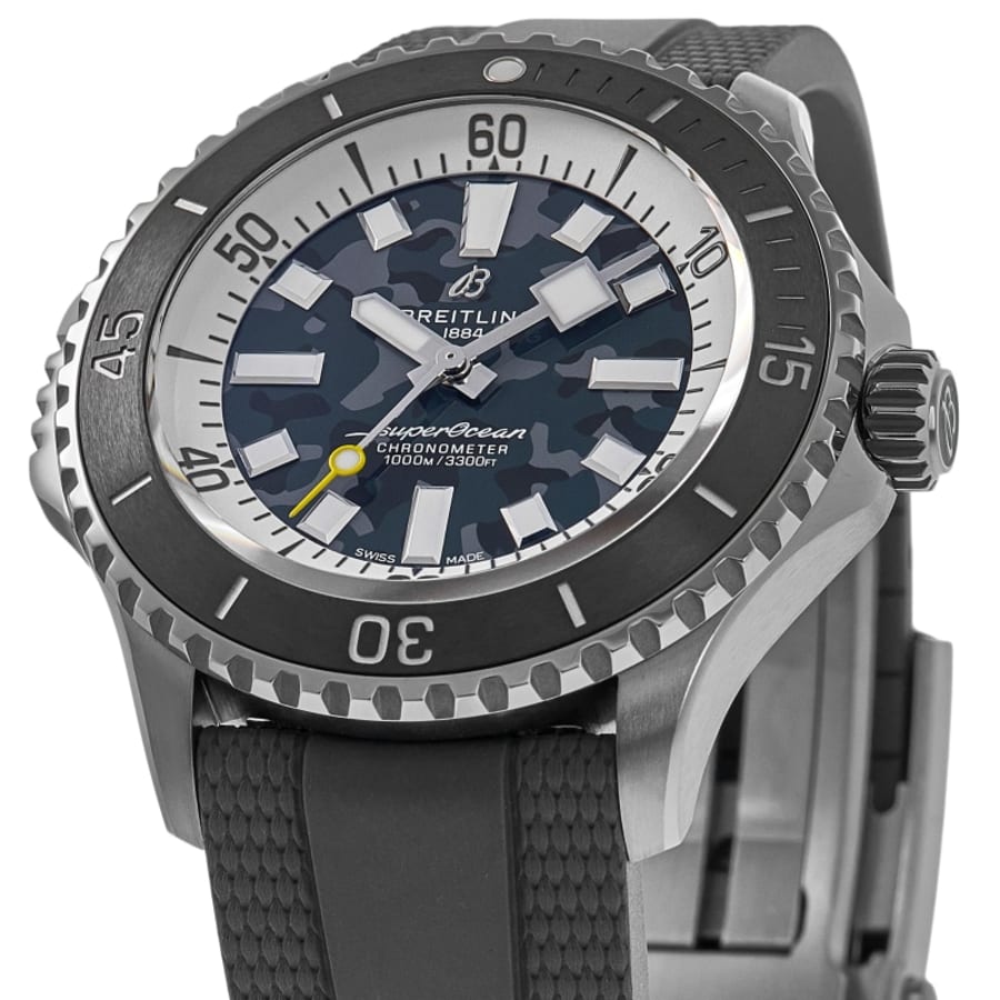 Breitling Superocean Automatic 46 Super Diver Grey Dial Rubber Strap Men's Watch E10379351B1S1