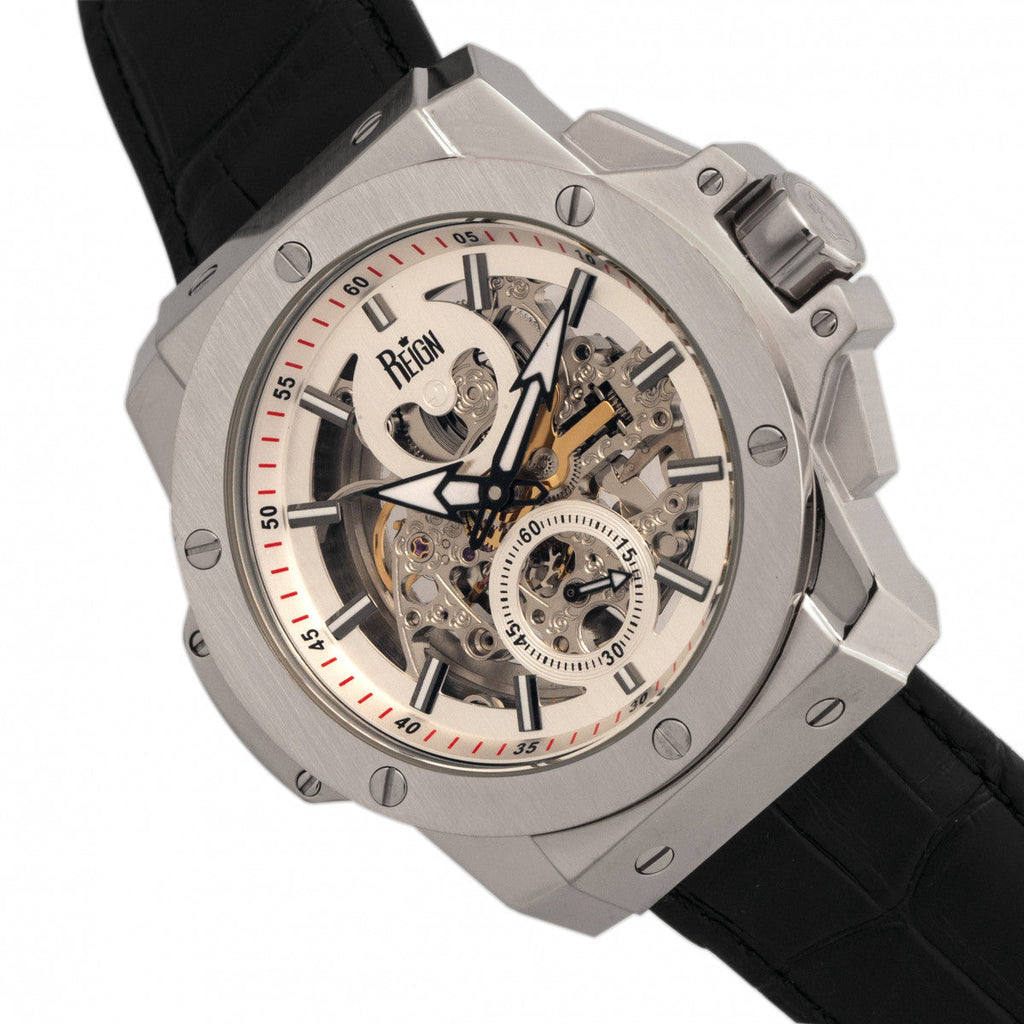 Commodus Automatic Skeleton Leather-Band Watch