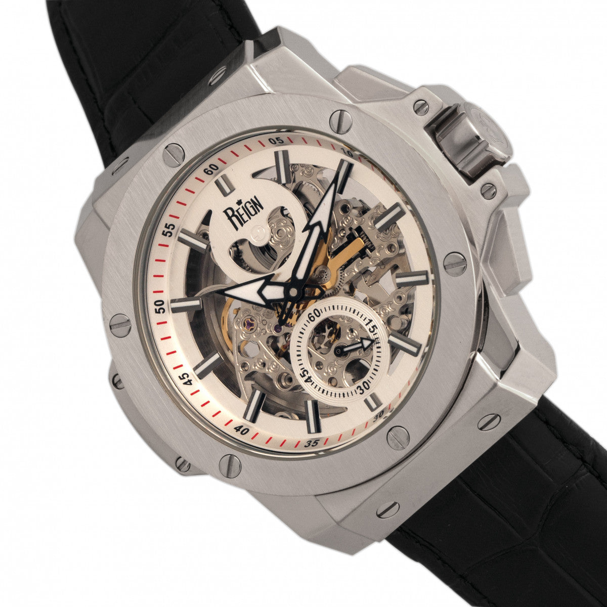 Commodus Automatic Skeleton Leather-Band Watch
