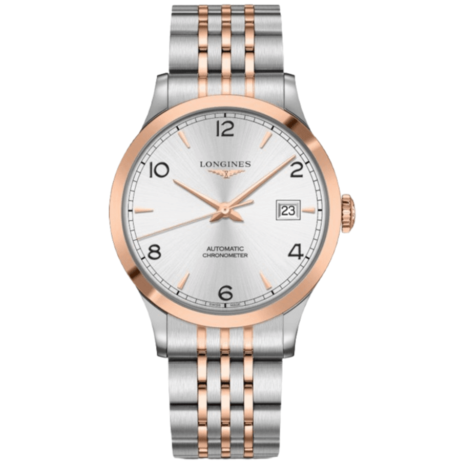 Longines Record Chronometer Automatic Silver Dial 18K Rose Gold Plated Steel Men's Watch L2.821.5.76.7