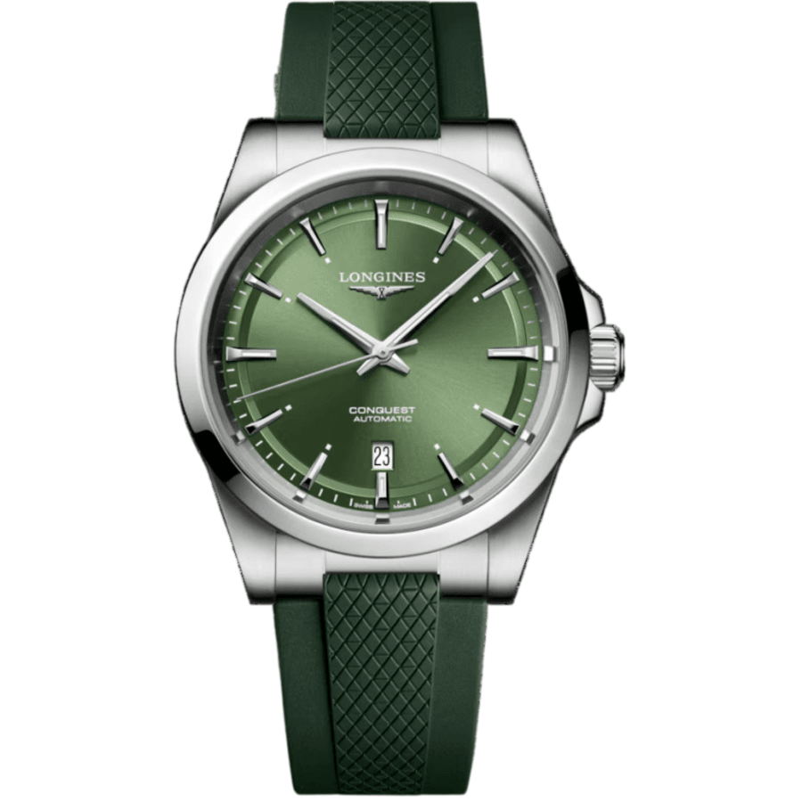 Longines Conquest Automatic Green Dial Rubber Strap Men's Watch L3.830.4.02.9